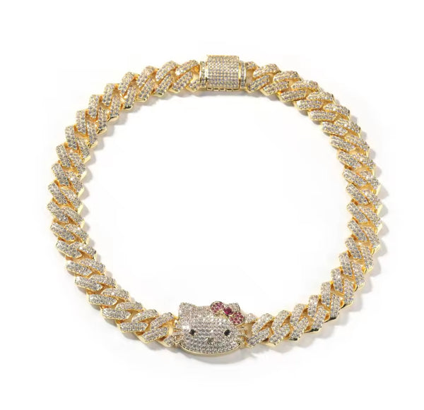 13mm Cuban link kitty necklace