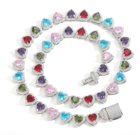 Colorful heart choker necklace