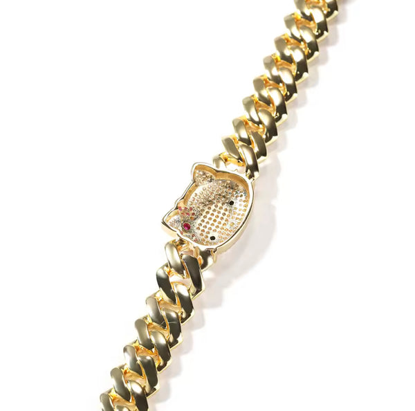 13mm Cuban link kitty necklace