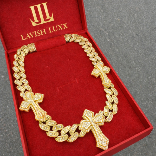 3 cross Cuban necklace