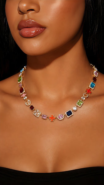 Multi colored gemstone necklace 26inch