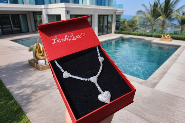 3 heart tennis necklace Luxx - Lavishluxxshop