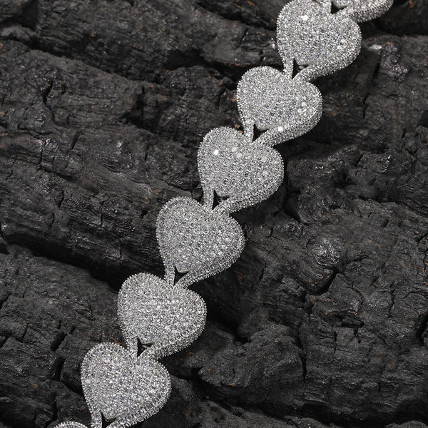 Iced Out CZ Heart Necklaces Pave Setting cz