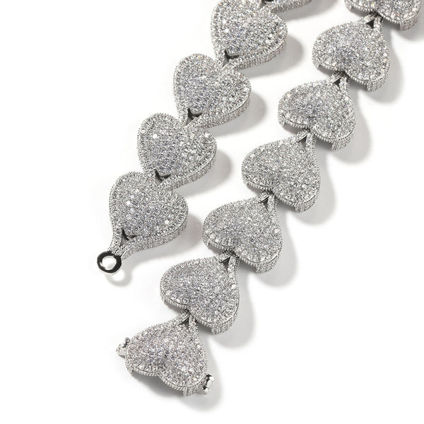 Iced Out CZ Heart Necklaces Pave Setting cz