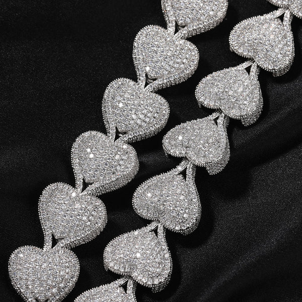 Iced Out CZ Heart Necklaces Pave Setting cz