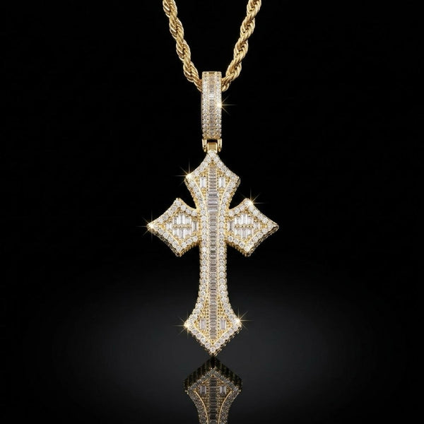 Gold Cross Necklace with Rope Chain – 18”, 20” or 24”