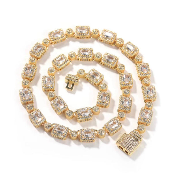 Gold or silver Square Gemstone Tennis Necklace 20”