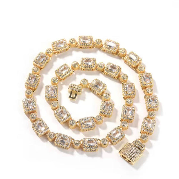 Gold or silver Square Gemstone Tennis Necklace 20”