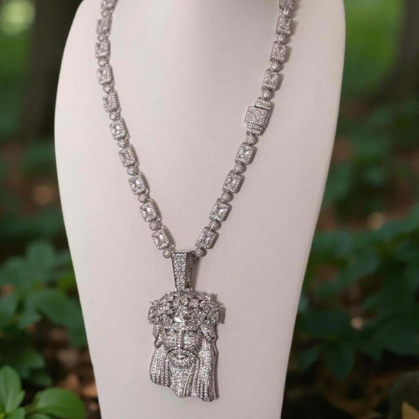 Jesus Pendant And Tennis Cluster 20inch