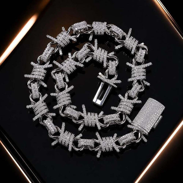 Icy Barbwire Mens Necklace 20inch