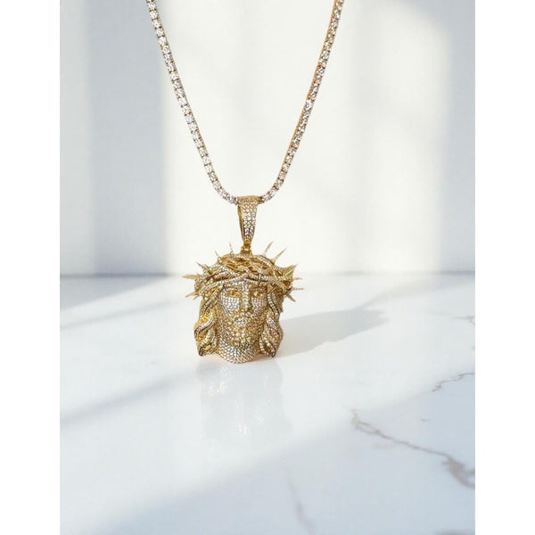 Jesus Pendant With tennis necklace cz