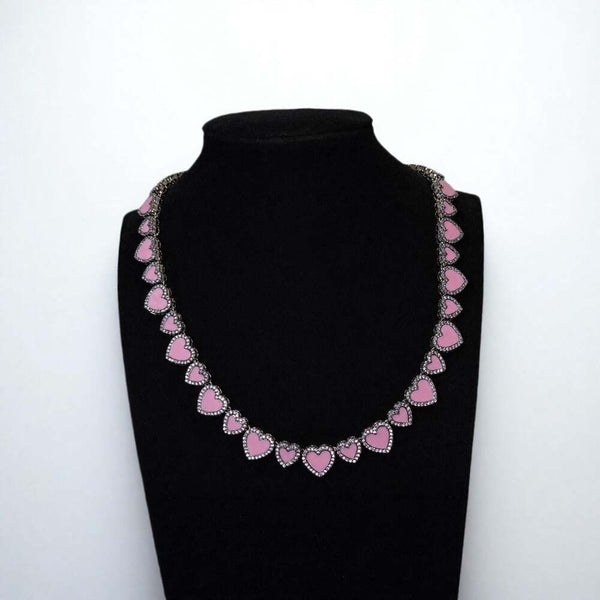 Pink Mixed Heart Necklace 16inch