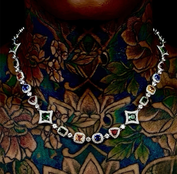 Multi colored gemstone necklace