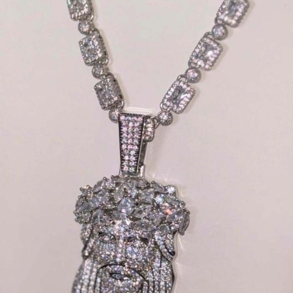 Jesus Pendant And Tennis Cluster 20inch