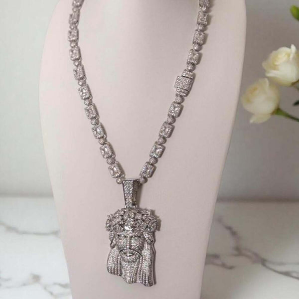 Jesus Pendant And Tennis Cluster 20inch
