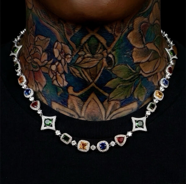 Multi colored gemstone necklace