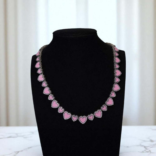 Pink Mixed Heart Necklace 16inch