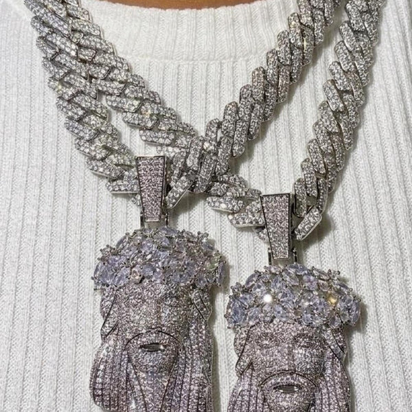 Jesus Diamond Pendant Necklace – 22 Inch 13MM Cuban Link Chain