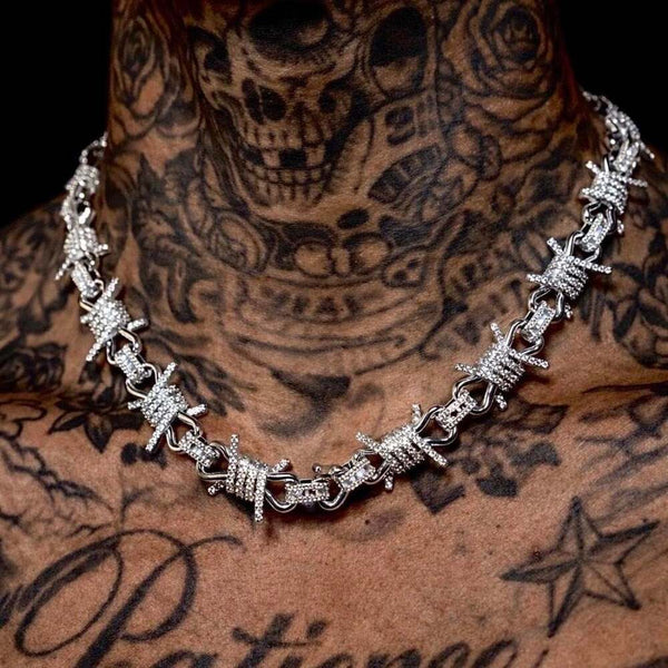 Icy Barbwire Mens Necklace 20inch