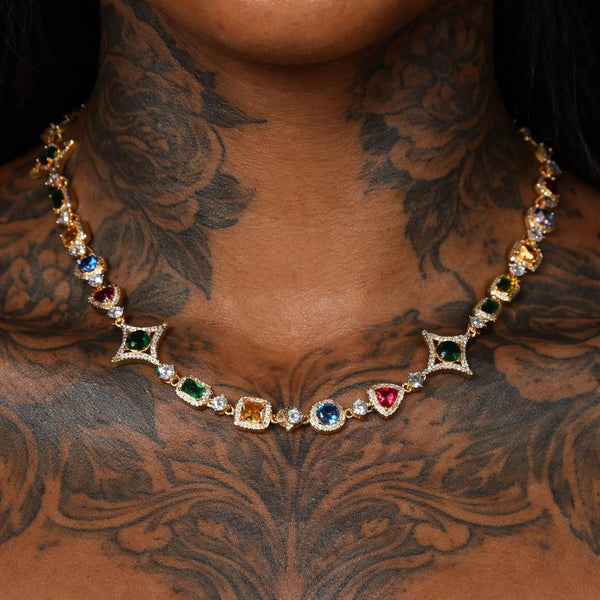 Multi colored gemstone necklace