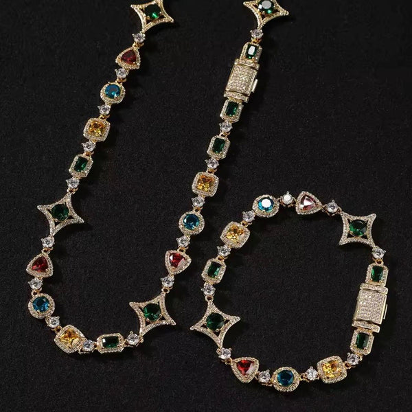 Multi Coloured Diamond Necklace set