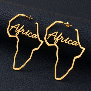 Africa  hoop earring , africa map hoop earrings, african earring hoops, nigerian jewelry,ethnic earring,tribal earring ,African gold earri
