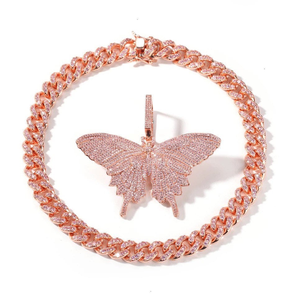 Choker Butterfly Rose outlet Gold Miami Cuban