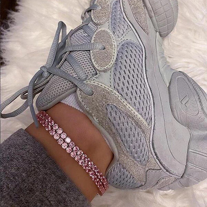 pink rhinestone anklet , luxury anklet , foot jewelry , anklet, gift f ...