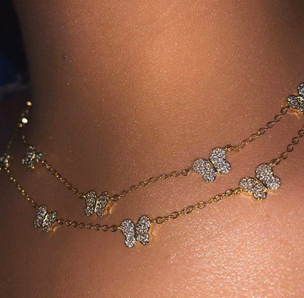 Butterfly Necklace, butterfly pendant necklace , butterfly choker, charm butterfly necklace ,gold butterfly choker