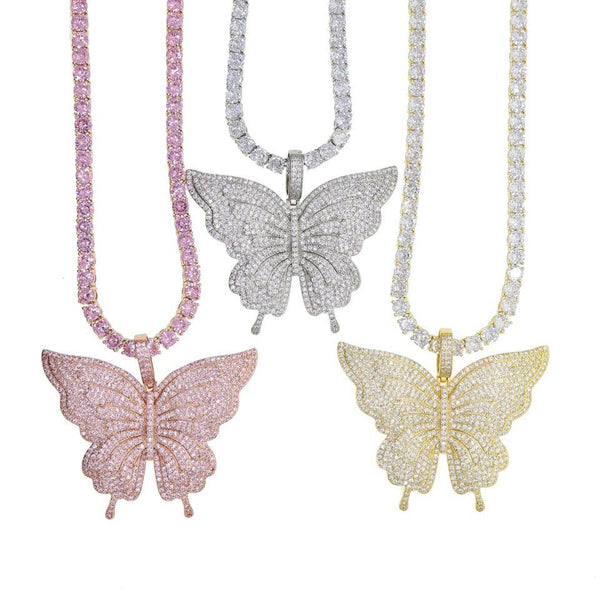 Tennis butterfly choker , bling butterfly , butterfly tennis necklace, 5mm tennis necklace and cz butterfly pendant ,Christmas gift