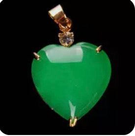 Green Jades Stone Heart Bead Gems Diamante Pendant