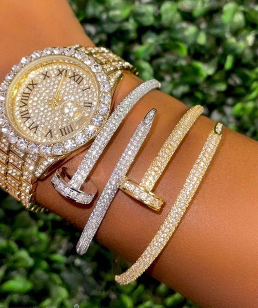 Icy watch,THE HIP HOP Dial Full Iced Out Colored Stainless Steel Fashion Luxury Rhinestones Quartz Wristwatches Business Woman Watch