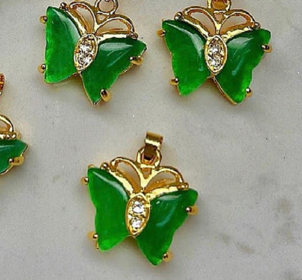 Jade mini butterfly pendant