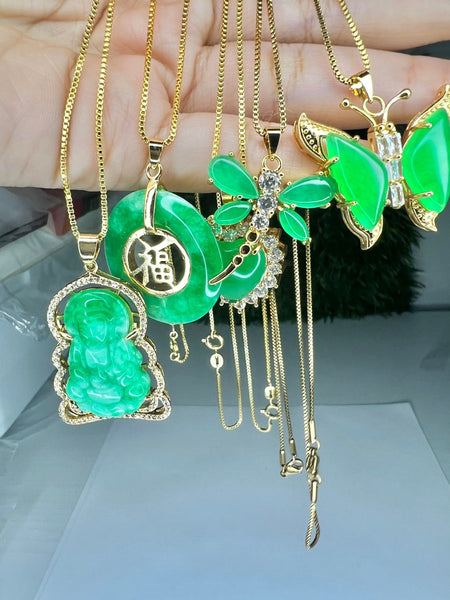Green jades Chinese characters Donut "Love" Word Pendant  Best Gift