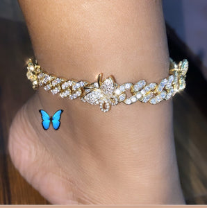 Butterfly cuban ANKLET