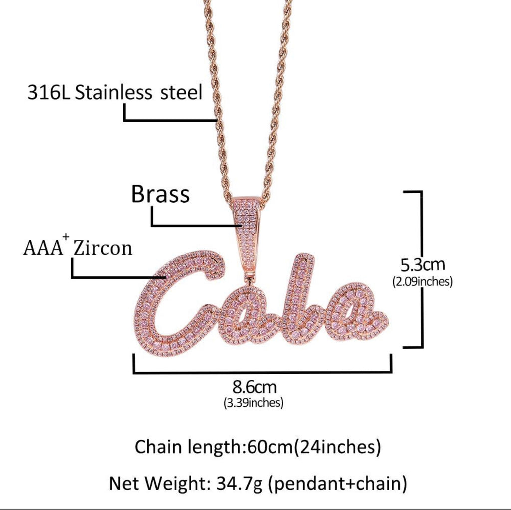 Iced Out Single Plated Nameplate Necklace Scarlett 
