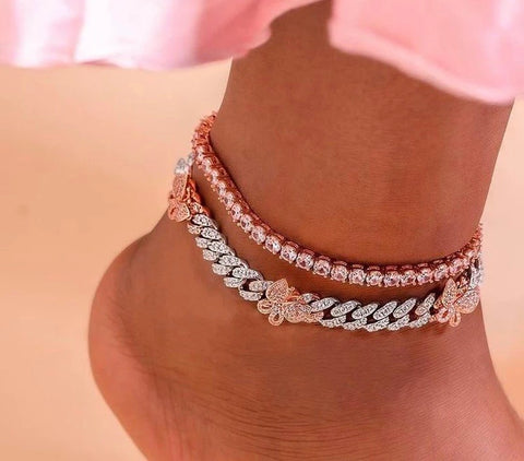 2 piece butterfly and tennis anklet SER