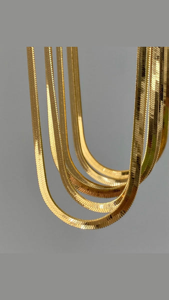 Snake Chain Necklace, herringbone choker, flat snake chain