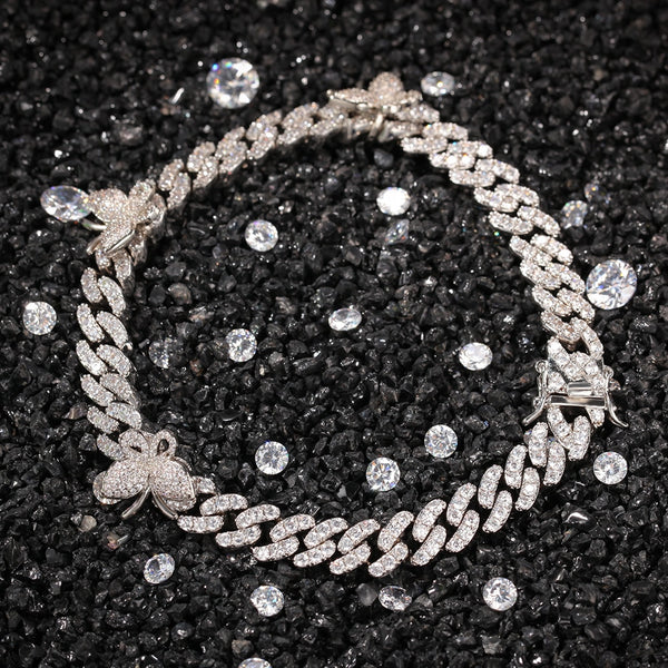 9mm Cuban BRACELET or ANKLET With Butterfly 9inch