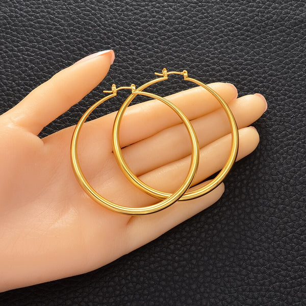18k gold plated 6 CM Hoop Earrings for Women Gold