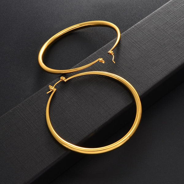 18k gold plated 6 CM Hoop Earrings for Women Gold
