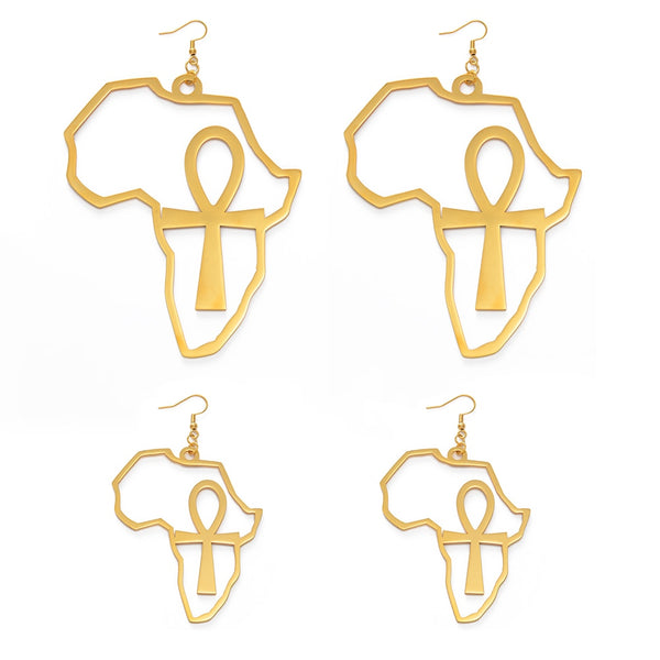 African Map Big Ankh Earrings Exaggerate Larger Earring A