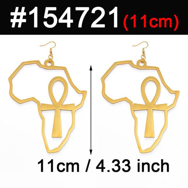 African Map Big Ankh Earrings Exaggerate Larger Earring A