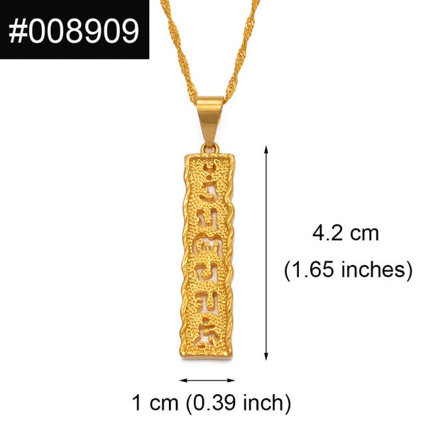 Anniyo Buddha Buddhist Six Words Mantra Pendant Chain Necklaces for Women Gifts / NOTE: Can't Customize Name #008909