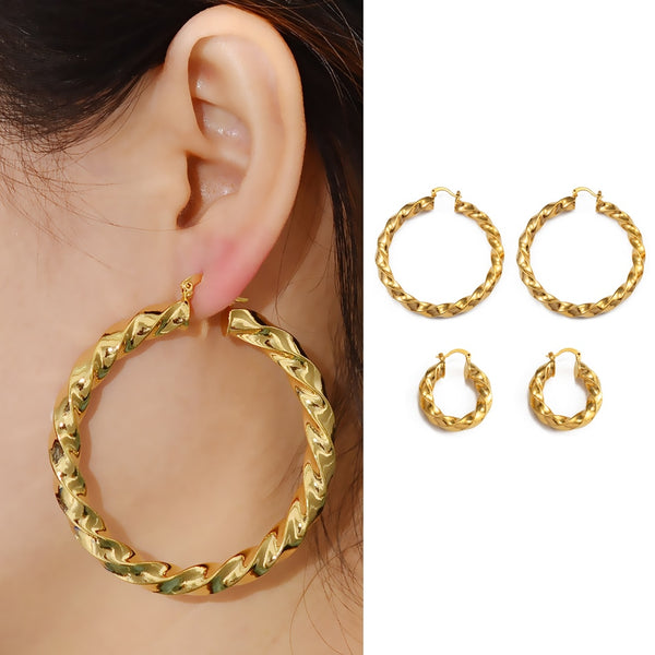 Anniyo 3cm/5.8cm African Stud Earrings Women Girls,Big Round Twisted Earring Arab Ethiopian Jewelry Wedding Gift #245006
