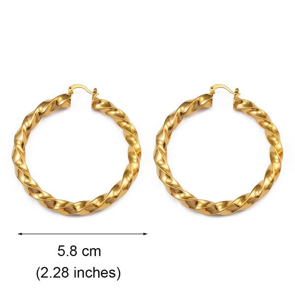 Anniyo 3cm/5.8cm African Stud Earrings Women Girls,Big Round Twisted Earring Arab Ethiopian Jewelry Wedding Gift #245006