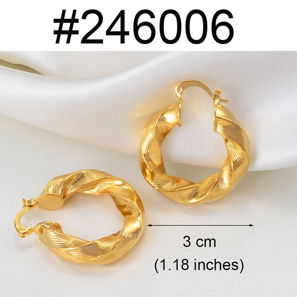 3CM African Stud Earrings for Women,Gold Color Round Twisted Earring