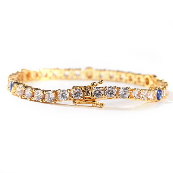 Tennis Bracelet 4mm Turkish Blue Eyes Bracelet AAA CZ Iced Out  Luxury Bangles Wholesale Women Jewelry