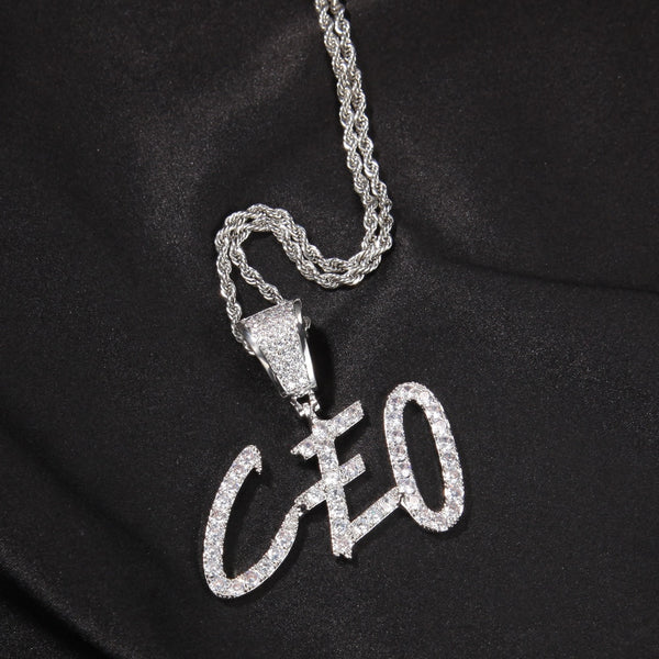9mm big size brush letters Customized Name Pendent Necklaces Full Iced Out For Men HipHop Jewelry Gift
