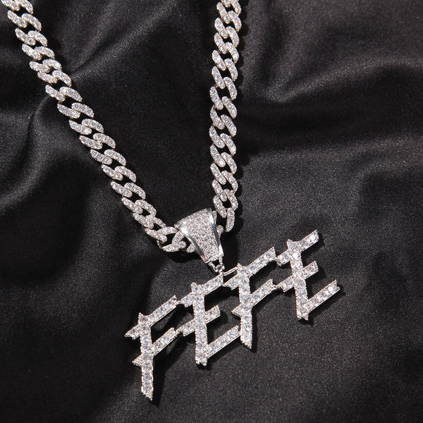 9mm big size brush letters Customized Name Pendent Necklaces Full Iced Out For Men HipHop Jewelry Gift
